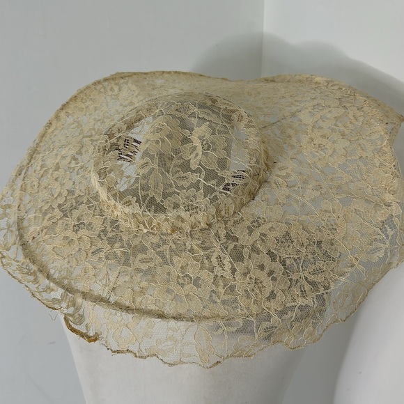 Antique Victorian Era Lace Wire Brim Hat - Picture 2 of 7